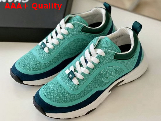 Chanel Sneaker in Turquoise Tweed Replica