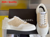 Chanel Sneaker in White Calf Leather and Beige Suede Leather Replica