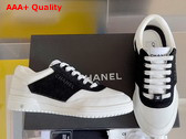 Chanel Sneaker in White Calf Leather and Black Suede Leather Replica