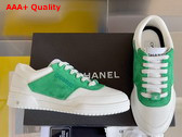 Chanel Sneaker in White Calf Leather and Green Suede Leather Replica