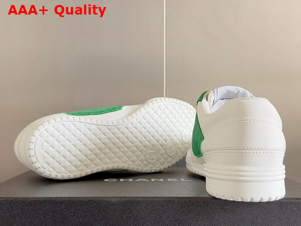 Chanel Sneaker in White Calf Leather and Green Suede Leather Replica