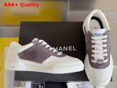 Chanel Sneaker in White Calf Leather and Grey Suede Leather Replica