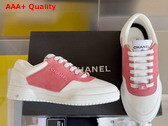 Chanel Sneaker in White Calf Leather and Pink Suede Leather Replica