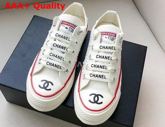 Chanel Sneaker in White Canvas Allover Glass Pearls Replica