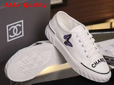 Chanel Sneaker in White Canvas with Blue Embroidered Butterfly Replica