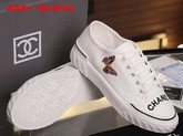 Chanel Sneaker in White Canvas with Multicolor Embroidered Butterfly Replica