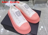 Chanel Sneaker in White Canvas with Pink Rubber Sole Replica