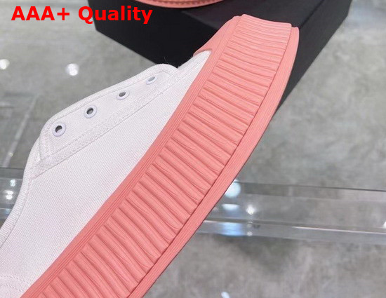 Chanel Sneaker in White Canvas with Pink Rubber Sole Replica