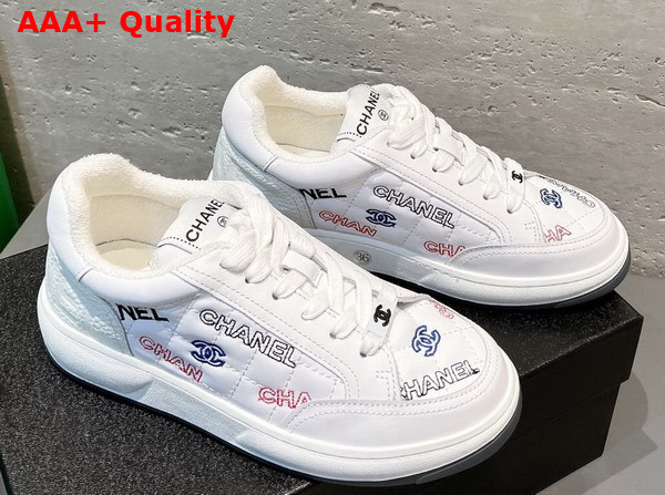 Chanel Sneaker in White Embroidered Calfskin Replica