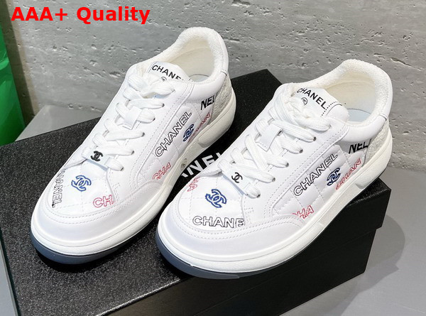 Chanel Sneaker in White Embroidered Calfskin Replica