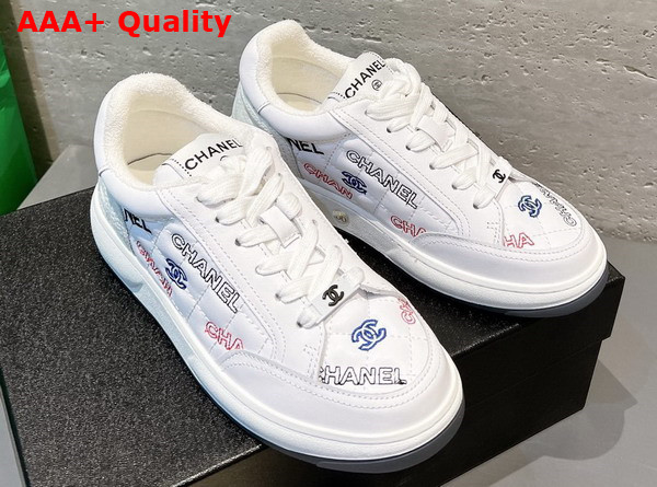 Chanel Sneaker in White Embroidered Calfskin Replica