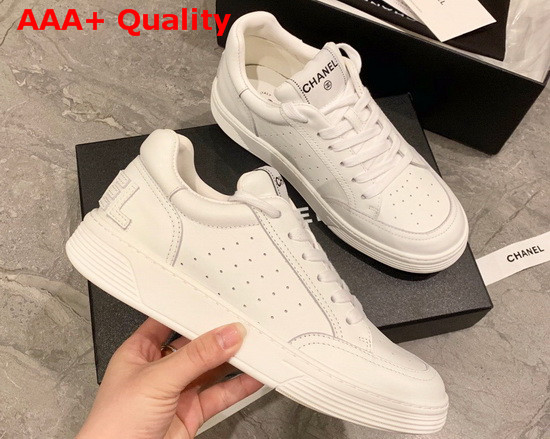 Chanel Sneaker in White Perforated Leather Replica