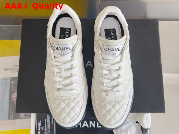 Chanel Sneaker in White Quilted Lambskin and Suede Replica