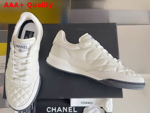 Chanel Sneaker in White Quilted Lambskin and Suede Replica