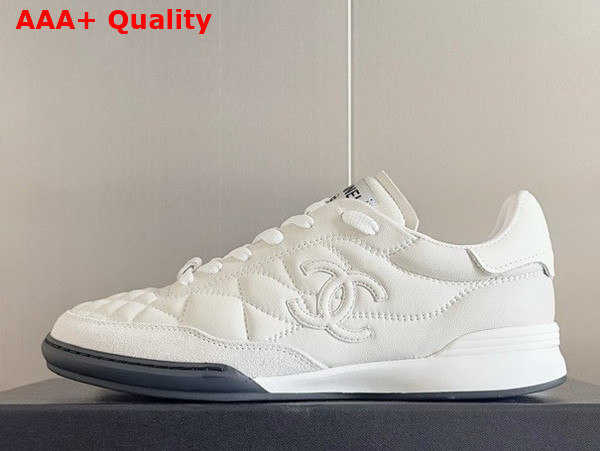 Chanel Sneaker in White Quilted Lambskin and Suede Replica