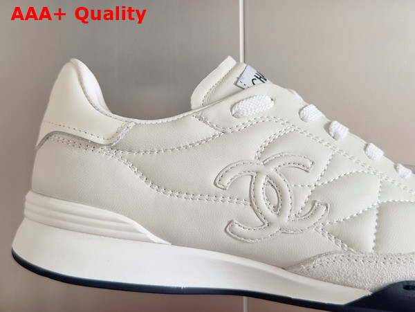 Chanel Sneaker in White Quilted Lambskin and Suede Replica