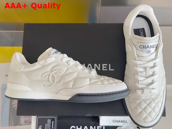 Chanel Sneaker in White Quilted Lambskin and Suede Replica