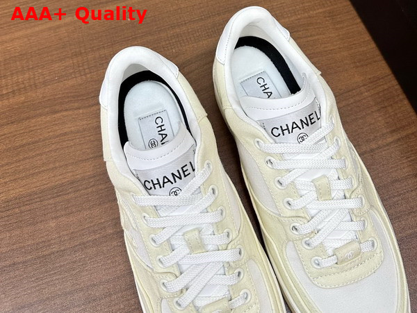 Chanel Sneakers Beige and White Canvas Replica