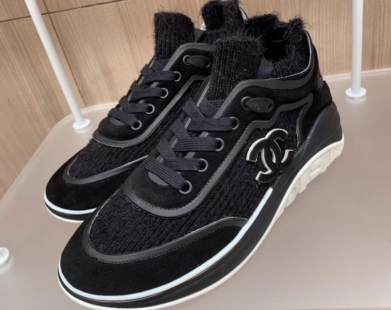 Chanel Sneakers Black Fabric Suede Calfskin and TPU G35202