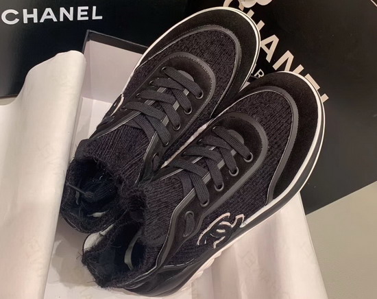 Chanel Sneakers Black Fabric Suede Calfskin and TPU G35202