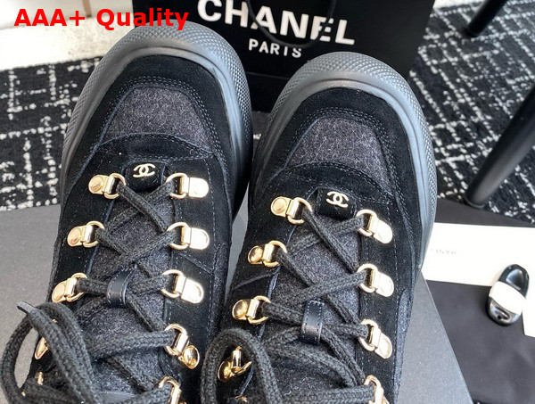 Chanel Sneakers Black Wool and Suede Calfskin G45337 Replica