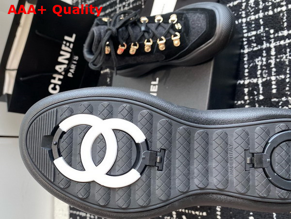 Chanel Sneakers Black Wool and Suede Calfskin G45337 Replica