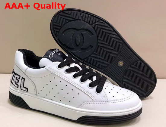 Chanel Sneakers Calfskin White and Black G35934 Replica