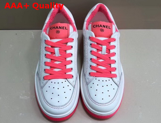 Chanel Sneakers Calfskin White and Fuchsia G35934 Replica