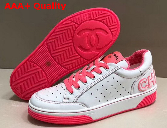 Chanel Sneakers Calfskin White and Fuchsia G35934 Replica