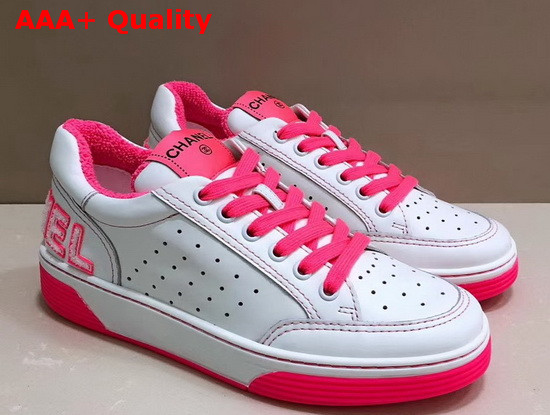 Chanel Sneakers Calfskin White and Fuchsia G35934 Replica