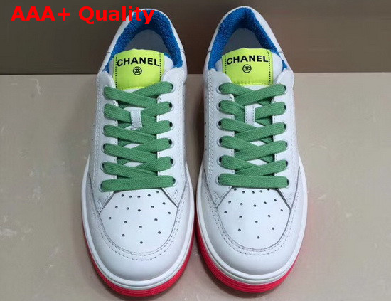 Chanel Sneakers Calfskin White and Green G35934 Replica