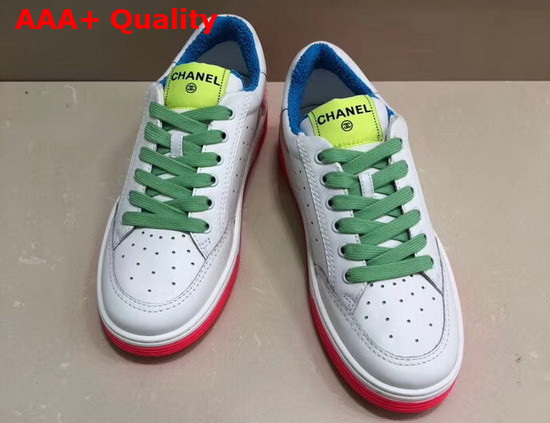 Chanel Sneakers Calfskin White and Green G35934 Replica