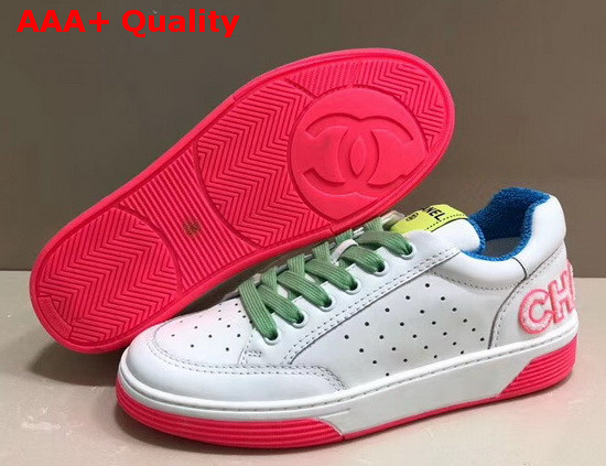 Chanel Sneakers Calfskin White and Green G35934 Replica