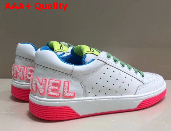 Chanel Sneakers Calfskin White and Green G35934 Replica