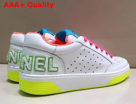 Chanel Sneakers Calfskin White and Yellow G35934 Replica