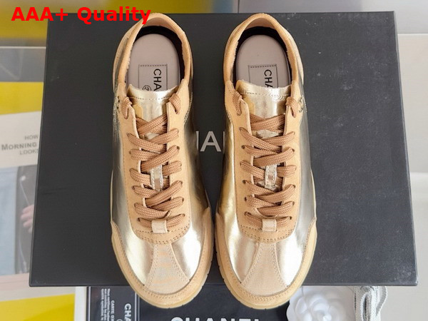 Chanel Sneakers Calfskin and Suede Calfskin Light Gold G45996 Replica