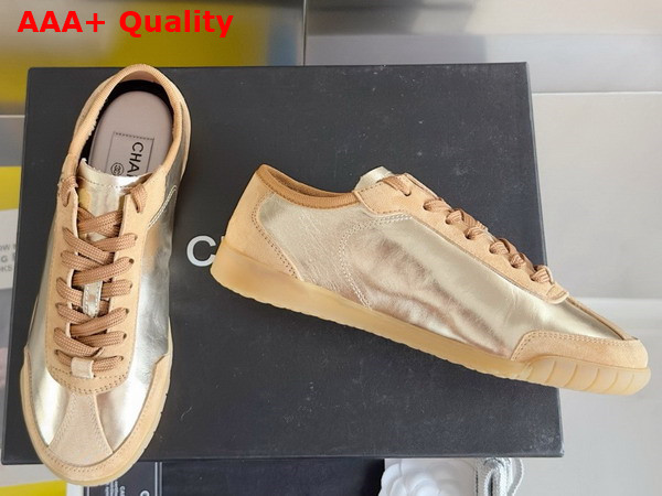 Chanel Sneakers Calfskin and Suede Calfskin Light Gold G45996 Replica