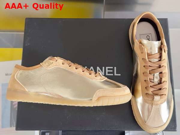 Chanel Sneakers Calfskin and Suede Calfskin Light Gold G45996 Replica