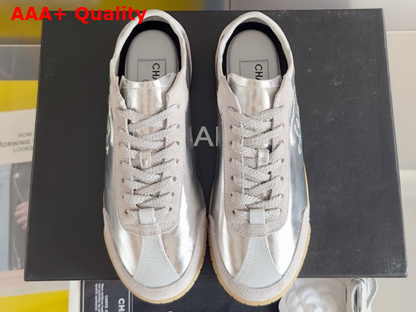 Chanel Sneakers Calfskin and Suede Calfskin Silver G45996 Replica