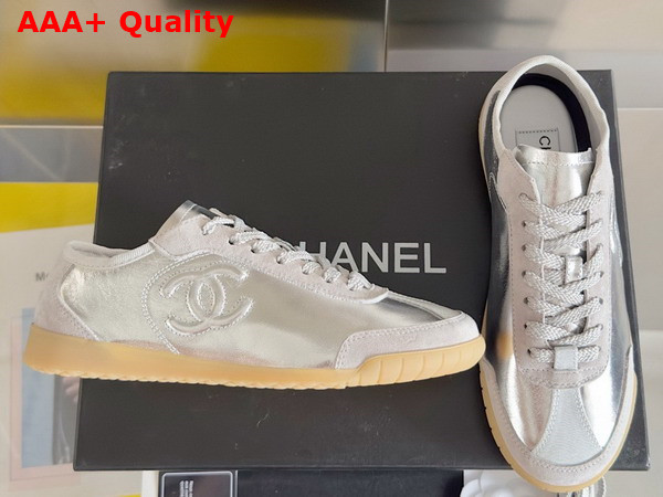 Chanel Sneakers Calfskin and Suede Calfskin Silver G45996 Replica