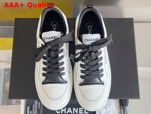 Chanel Sneakers Cotton White and Black G46076 Replica