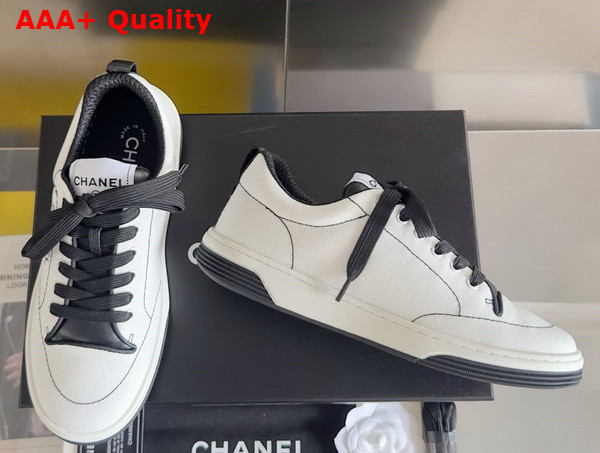 Chanel Sneakers Cotton White and Black G46076 Replica