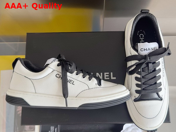 Chanel Sneakers Cotton White and Black G46076 Replica