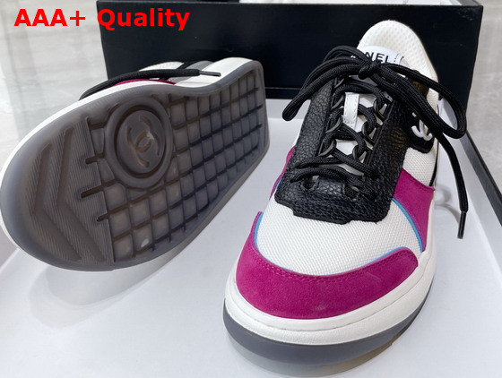 Chanel Sneakers Fabric Suede Calfskin Grained Calfskin White Dark Pink and Black Ref G38803 Replica