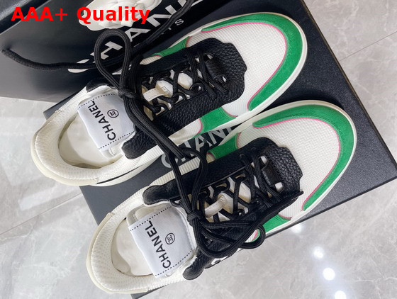 Chanel Sneakers Fabric Suede Calfskin Grained Calfskin White Green and Black Ref G38803 Replica