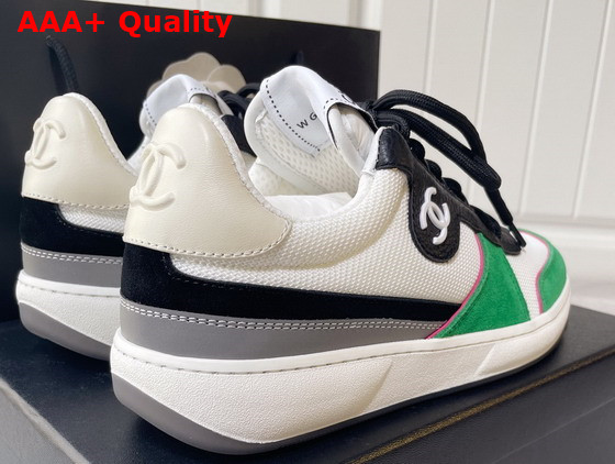 Chanel Sneakers Fabric Suede Calfskin Grained Calfskin White Green and Black Ref G38803 Replica