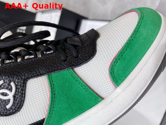 Chanel Sneakers Fabric Suede Calfskin Grained Calfskin White Green and Black Ref G38803 Replica