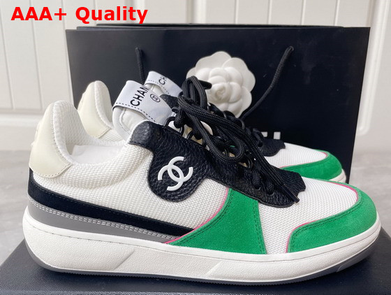 Chanel Sneakers Fabric Suede Calfskin Grained Calfskin White Green and Black Ref G38803 Replica