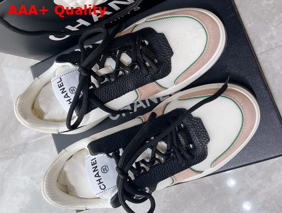 Chanel Sneakers Fabric Suede Calfskin Grained Calfskin White Pink and Black Ref G38803 Replica