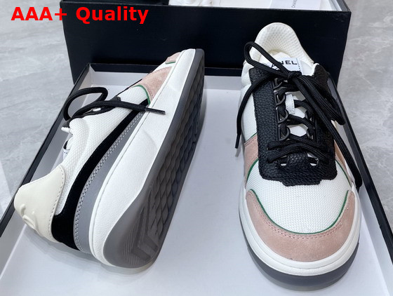 Chanel Sneakers Fabric Suede Calfskin Grained Calfskin White Pink and Black Ref G38803 Replica